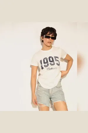 ONLY White Printed Cotton T-shirt