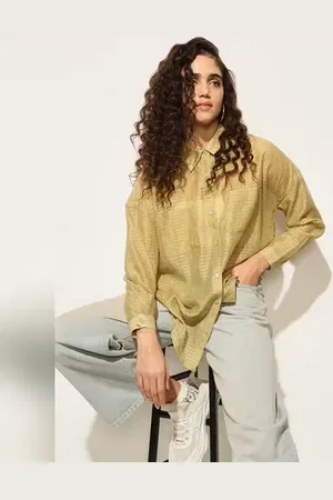 ONLY Warm Green Sheer Shirt
