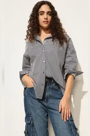 ONLY White Striped Embellished Shirt