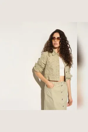 ONLY Beige Broderie Anglaise Cropped Jacket