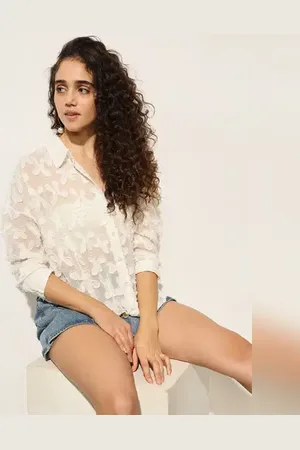 ONLY White Sheer Embroidered Shirt