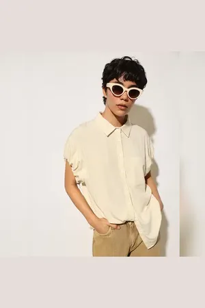 ONLY Beige Drawstring Detail Shirt