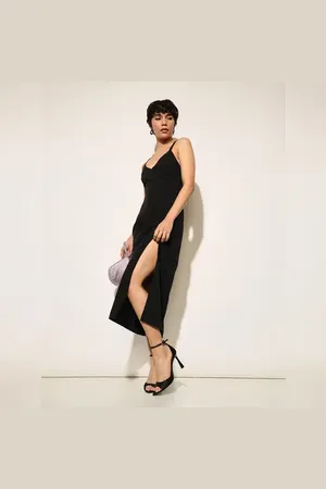ONLY Black Strappy Ankle Length Dress