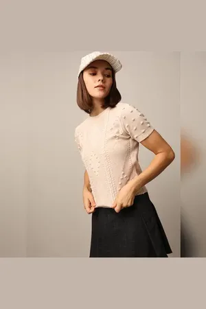 ONLY Beige Jacquard Knit Top