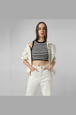 ONLY Black Striped Knit Top