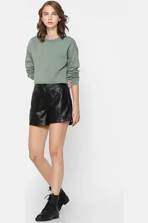 ONLY Green Solid Sweatshirt