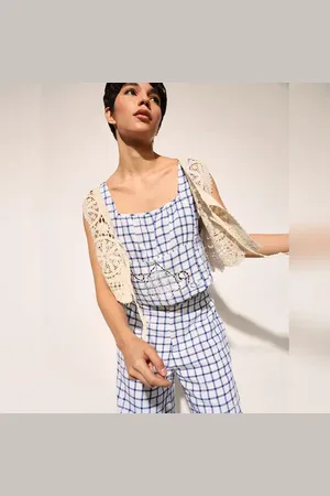 ONLY White & Blue Cropped Top