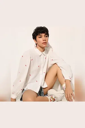 ONLY White Embroidered Shirt