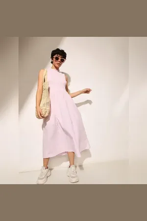 ONLY Pink Check Sleeveless Midi Dress