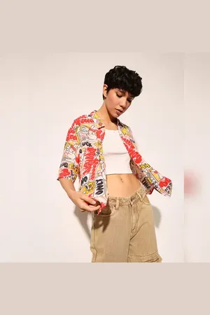 ONLY Pink Printed Viscose Shirt