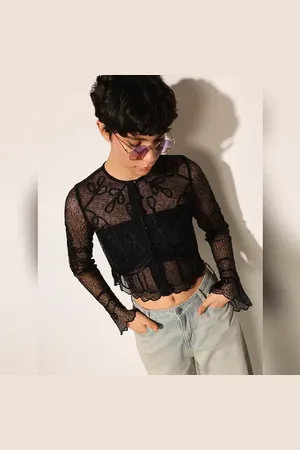 ONLY Black Sheer Lace Top