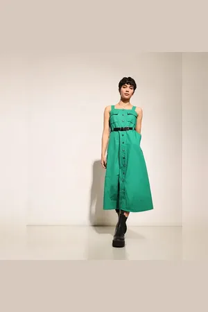 ONLY Green Cotton Midi Dress