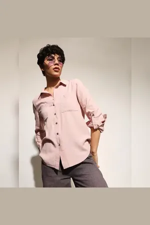 ONLY Pink Linen Blend Oversized Shirt
