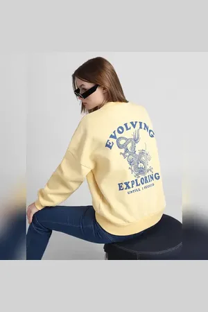 ONLY Yellow Printed Oversized Sweatshirt