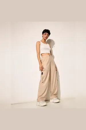ONLY Beige High Rise Twill Cargo Pants