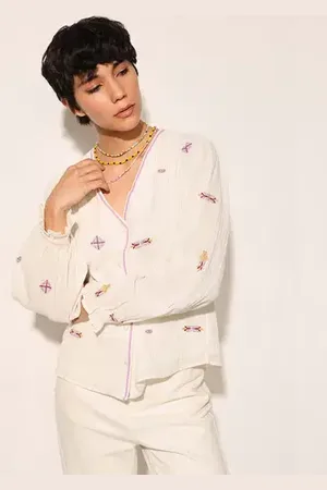 ONLY White Embroidered Cotton Top