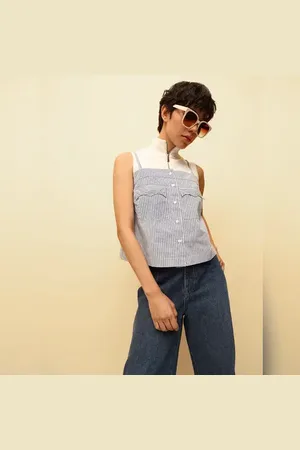 ONLY Blue Striped Strappy Top