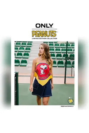 ONLY Yellow Peanuts Asymmetrical Top
