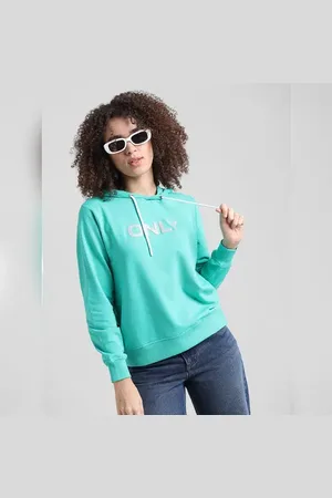 ONLY Green Logo Print Hooded Sweatshirt