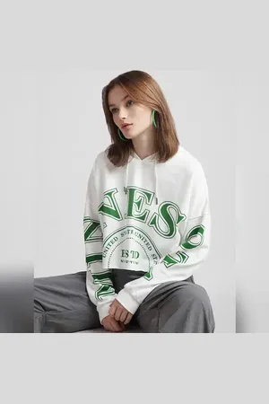 ONLY White Varsity Hooded Sweatshirt