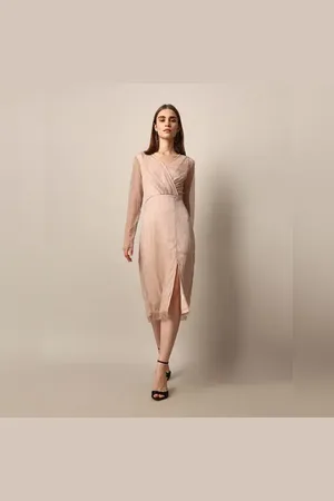 ONLY Peach Pink V-Neck Midi Dress