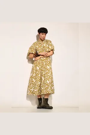 ONLY Dark Green Printed Midi Dress