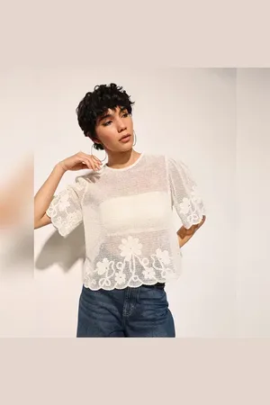 ONLY White Sheer Crochet Top