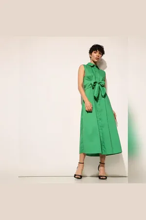 ONLY Green Tie Belt Shirt Dress