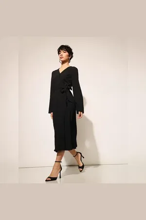 ONLY Black V-Neck Midi Dress