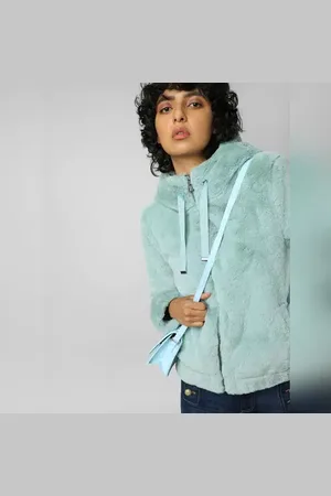 ONLY Blue Fur Hooded Jacket