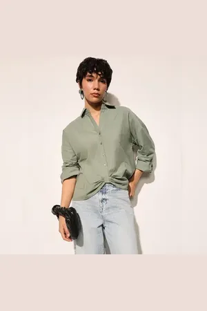 ONLY Green Front Gathered Detail Shirt