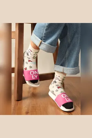 ONLY Pink Logo Print Pool Sliders