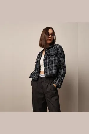 ONLY Blue Tweed Textured Jacket