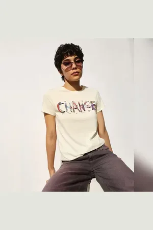ONLY White Typographic Print Cotton T-shirt