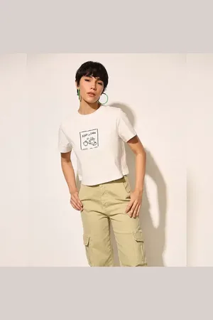 ONLY White Embroidered Print T-shirt