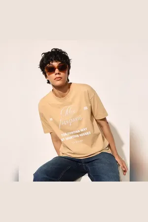 ONLY Tan Embroidered Print Cotton T-shirt