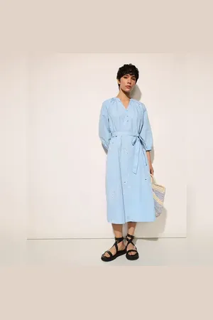ONLY Light Blue Cotton Midi Dress