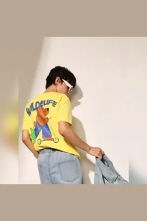 ONLY Yellow Cotton Oversized T-shirt