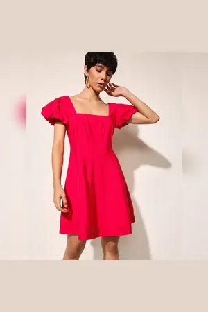 ONLY Red Balloon Sleeves Mini Dress