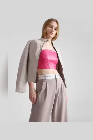 ONLY Fuchsia Faux Leather Tube Top