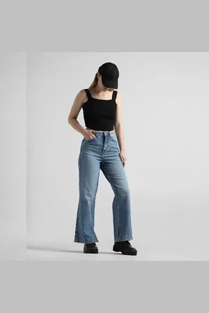 ONLY Light Blue High Rise Slit Hem Flared Jeans