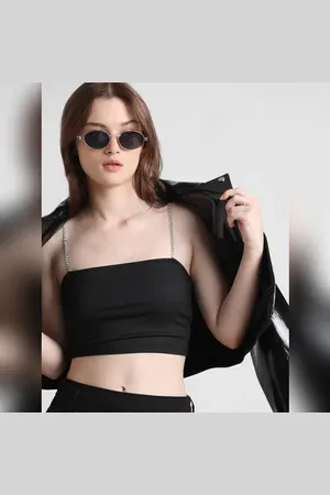 ONLY Black Ribbed Bandeau Top