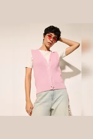ONLY Pink Button Front Sweater Vest