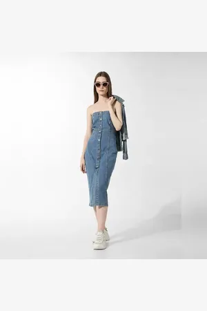ONLY Blue Off-Shoulder Denim Dress