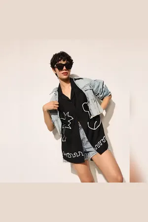 ONLY Black Printed Oversized Shirt