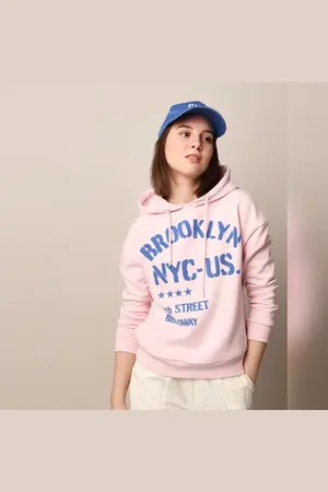 ONLY Pink Printed Hooded Sweatshirt