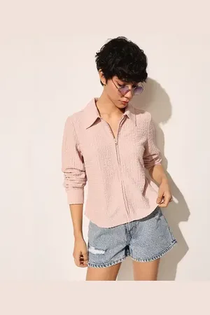 ONLY Pink Crinkle Jersey Shirt