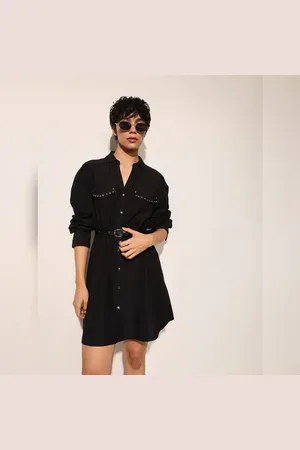 ONLY Black Studded Pockets Shirt Dress