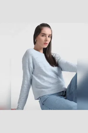 ONLY Light Blue Pointelle Knit Pullover