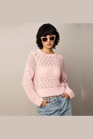 ONLY Light Pink Pointelle Knit Pullover